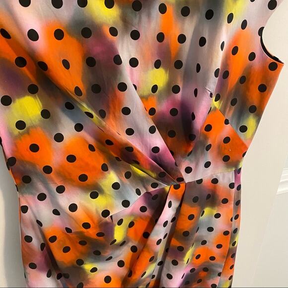 Lela Rose Red Pink Yellow Polka Dot Sheath Mini Dress 12 - Picture 4 of 16